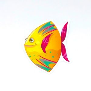 Vibrant Tropical Ocean Water Fish Cartoon Style Single Decor Sticker